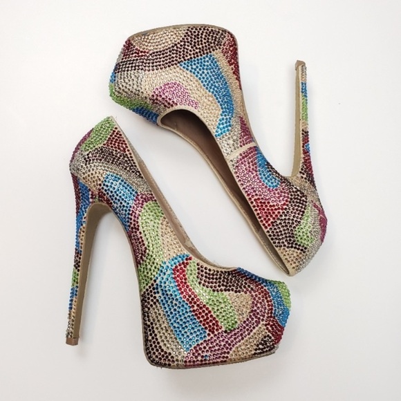 “STEVE MADDEN” Dyvinal Rainbow Platform Stiletto Heels - Picture 4 of 13